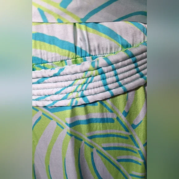 Boston Proper One Shoulder Maxi Dress Green Blue Tropical Print  Sz 12 #1917 - Picture 3 of 10